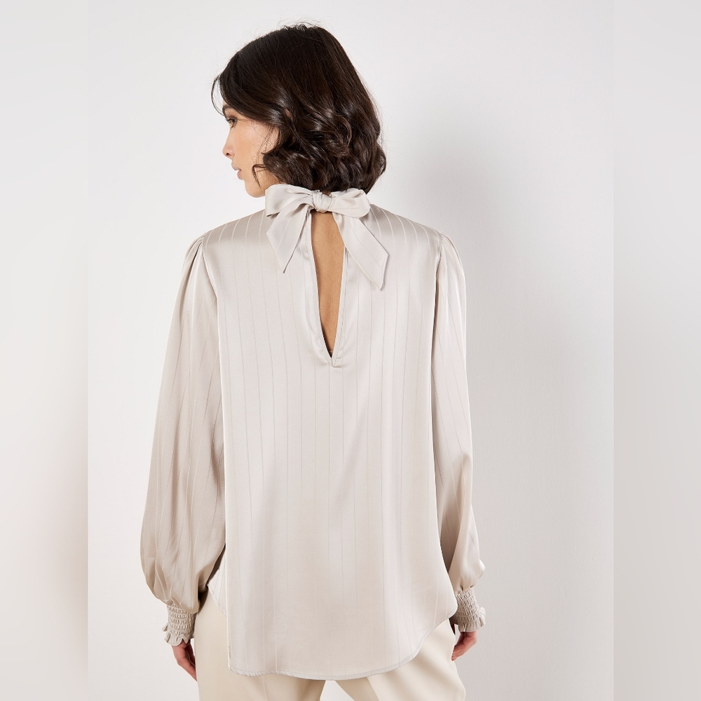 Satin blouse with mockneck
